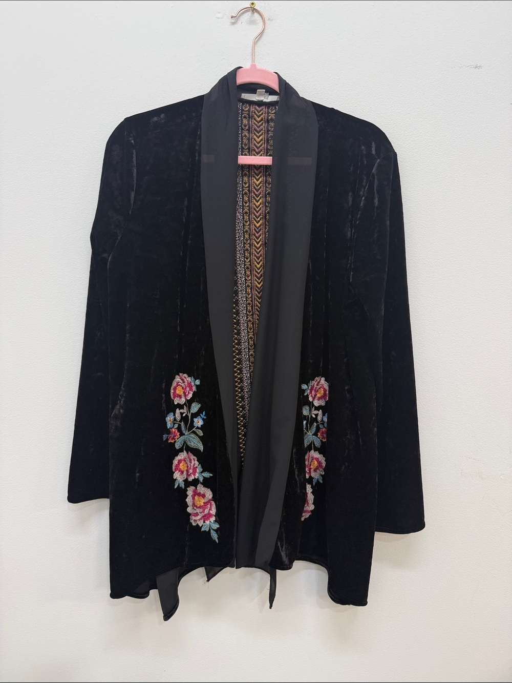 ANDREE BY UNIT Black Jacket with Gold and Pink Embroidered Trim